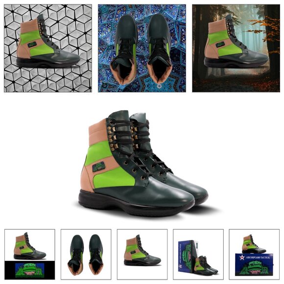SUBDUED JUNGLE Hi-Top Walking Sneaker By Clifton Cason (US)  Made in Italy - Picture 1 of 10